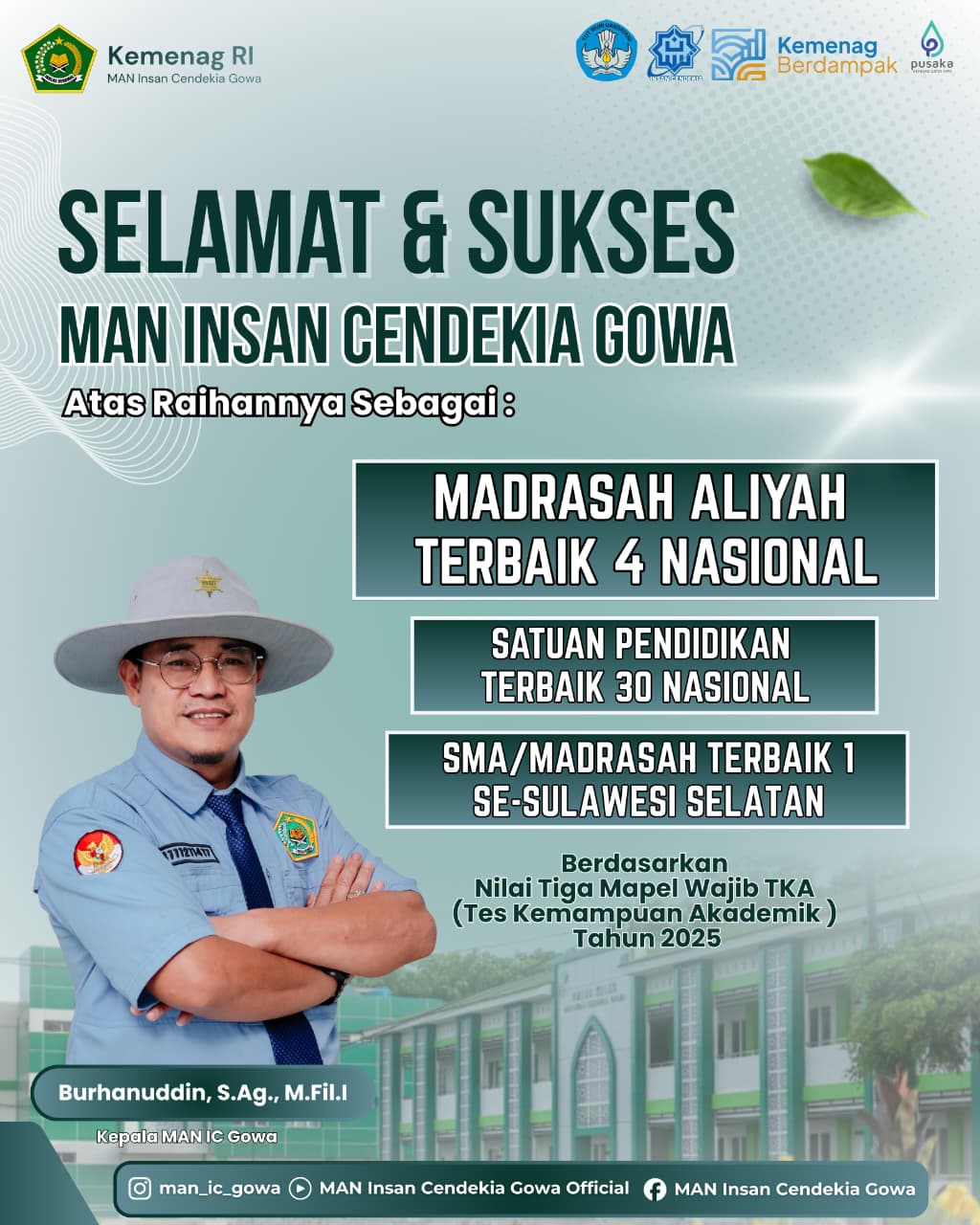 Kukuhkan Diri Sebagai Episentrum Mutu Madrasah: MAN Insan Cendekia Gowa Menorehkan Prestasi Nasional dalam Peringkat TKA