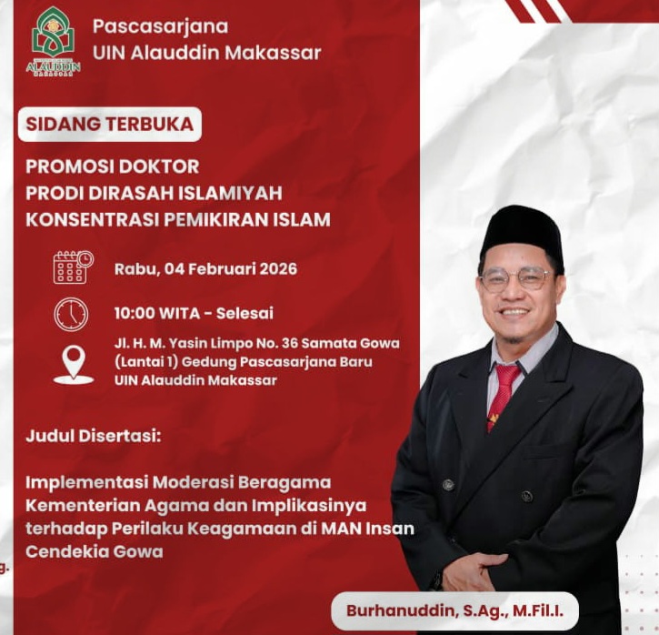 Kepala MAN IC Gowa Jalani Sidang Terbuka Promosi Doktor di UIN Alauddin Makassar