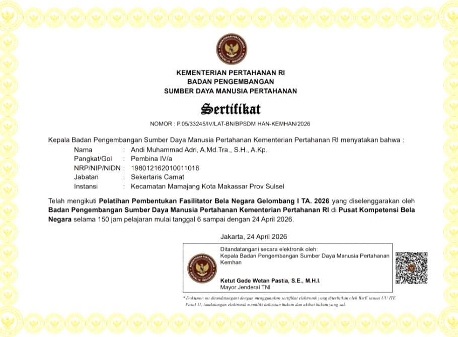 Diklat Fasilitator Bela Negara Resmi Ditutup di Bogor