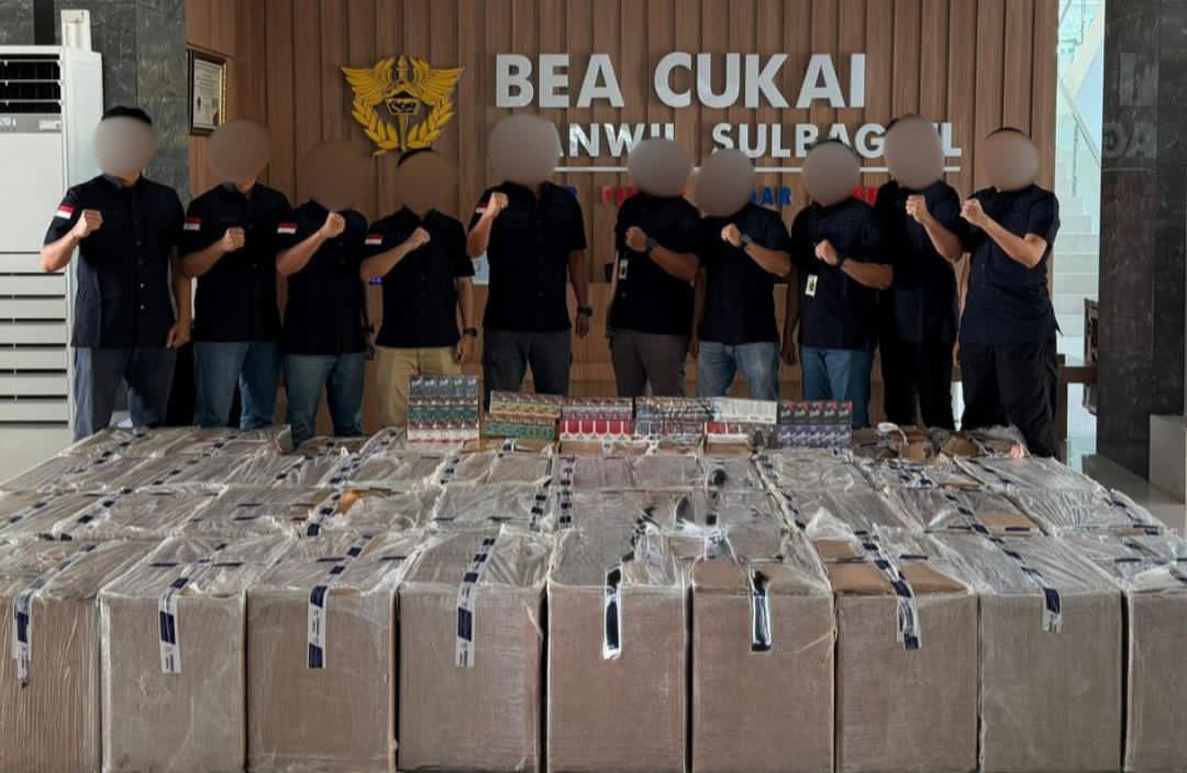 Bea Cukai Sulbagsel Sita 57 Koli Rokok Ilegal di Gowa
