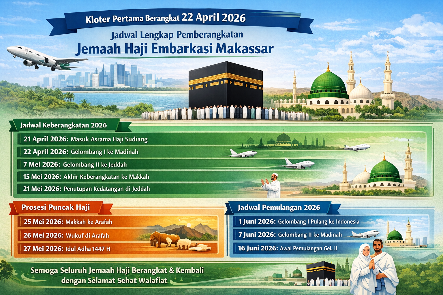 Kloter Pertama Embarkasi Berangkat 22 April 2026, Berikut Rangkaian Jemaah Haji Indonesia