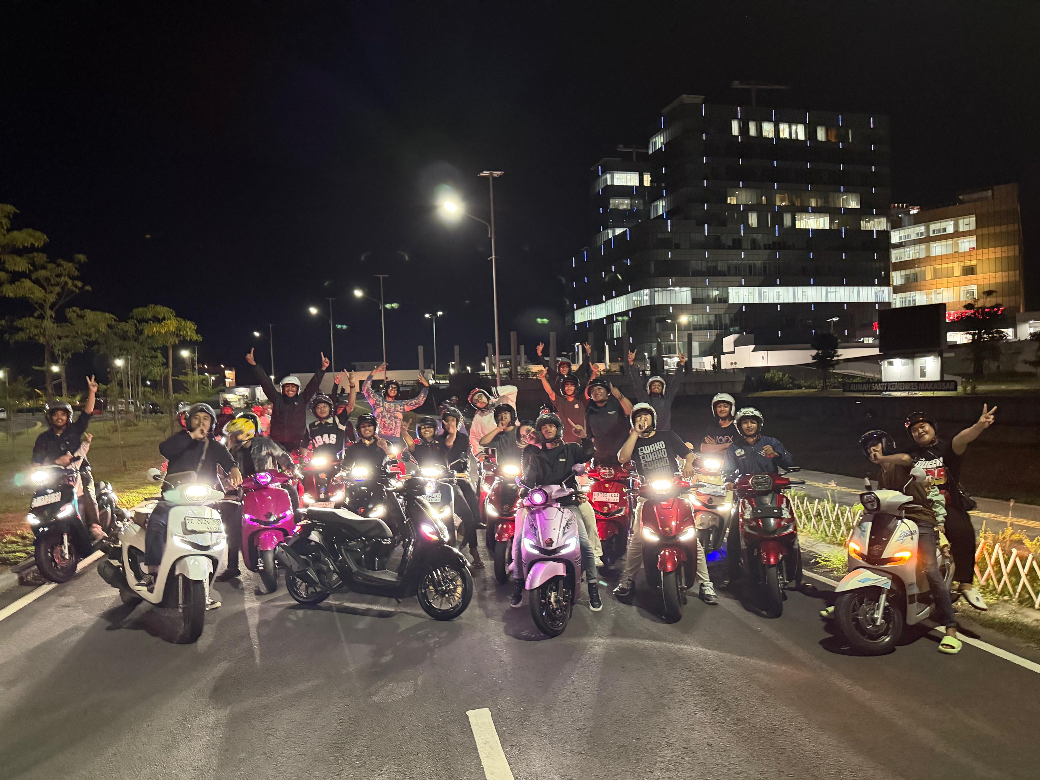 Perkuat Kebersamaan dan Kampanye #Cari_Aman, Asmo Sulsel Gelar Night Ride Bersama HASCI Makassar Chapter