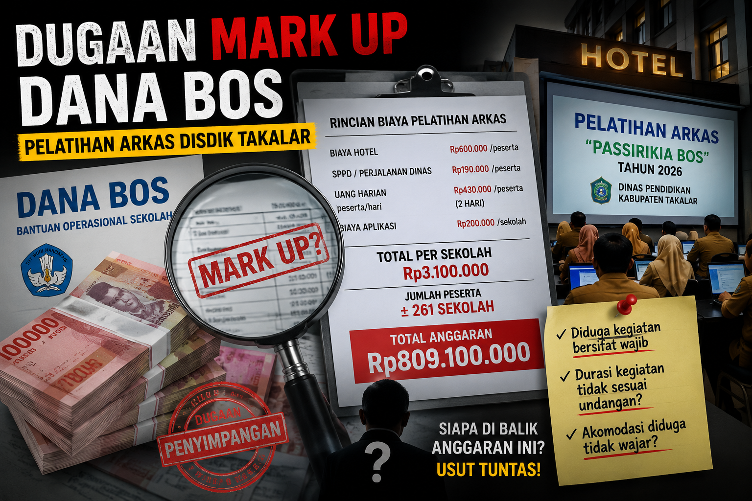 Dana BOS Rp809 Juta Diduga Mengalir ke Pelatihan ARKAS Disdik Takalar, Ada Apa?