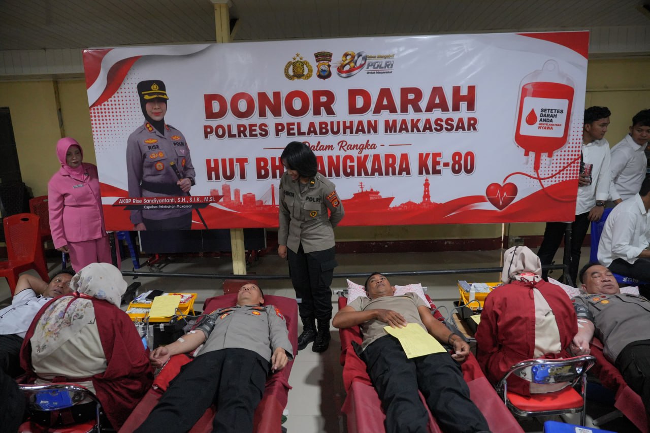 IMG-20260623-WA0008 Semarak HUT Bhayangkara ke-80, Polres Pelabuhan Makassar Bantu Ketersediaan Stok Darah di Sulsel
