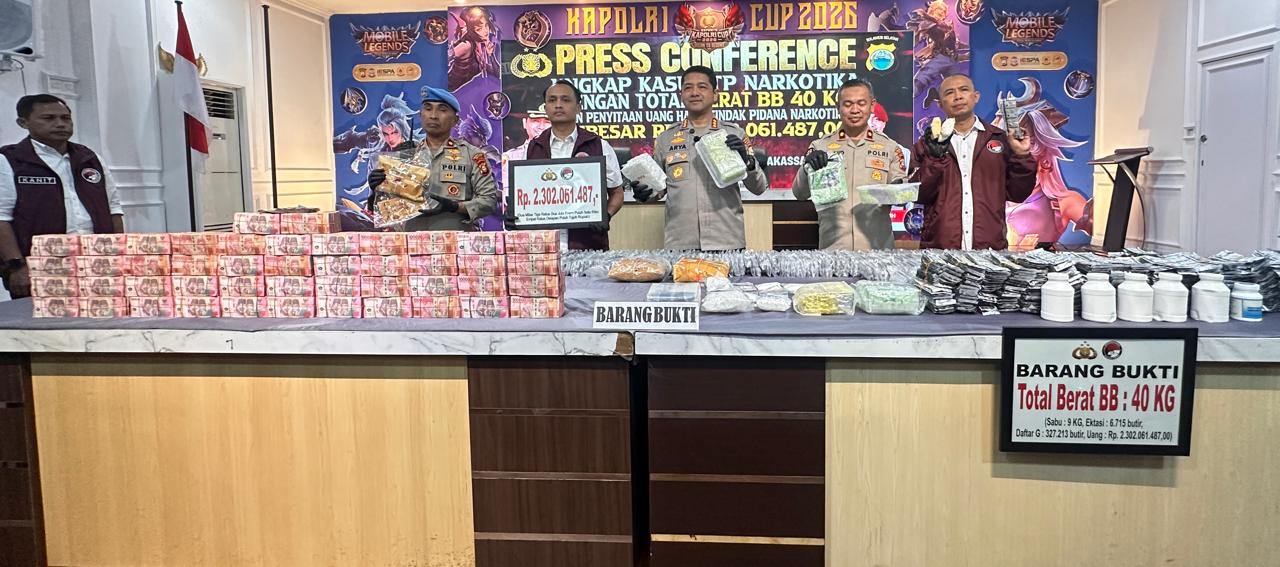 Polrestabes Makassar Bongkar Enam Jaringan Narkoba, Sita 9 Kg Sabu dan Uang Rp2,3 Miliar