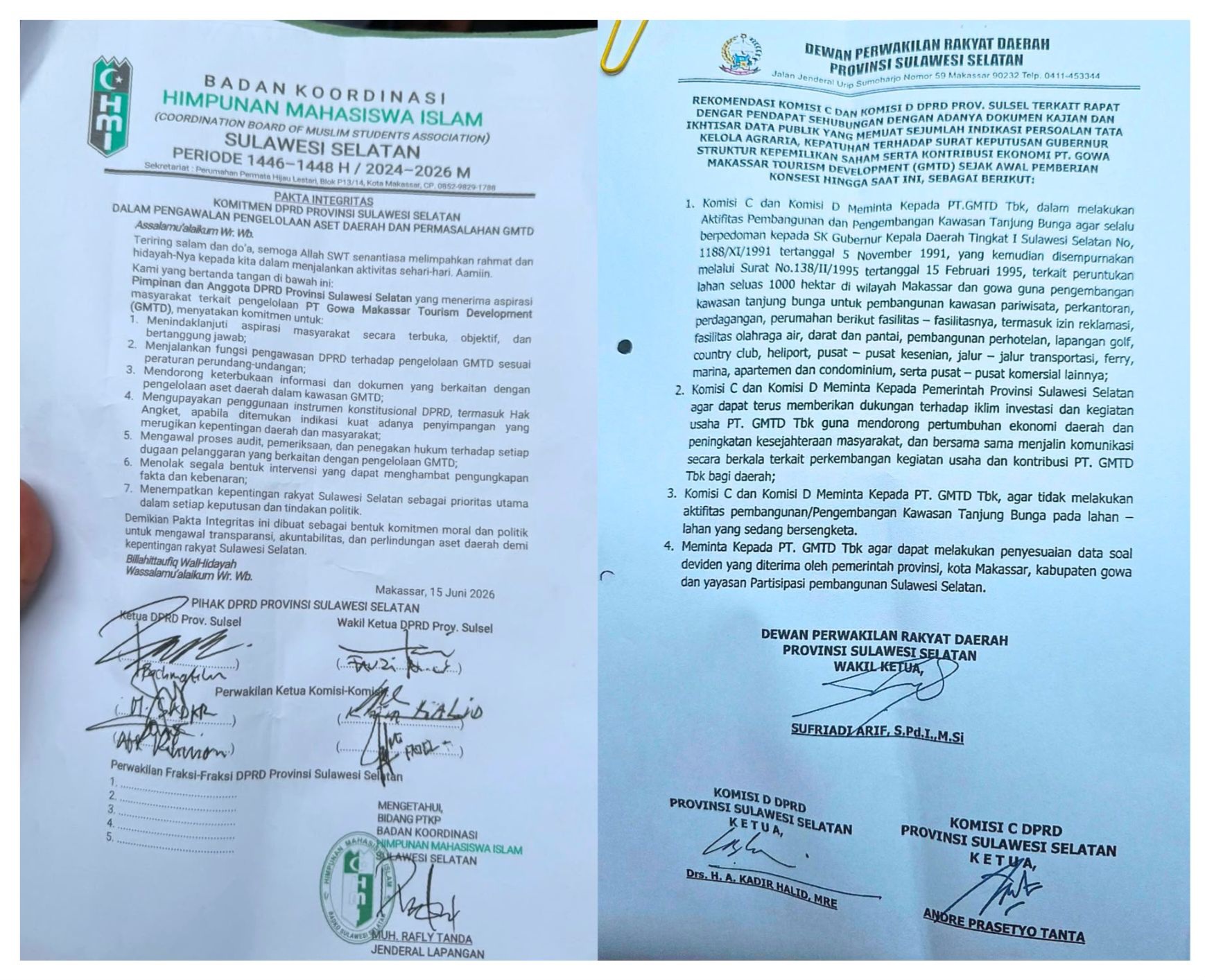 Sikapi Persoalan GMTD, HMI Tolak Rekomendasi DPRD dan Tetap Desak Hak Angket