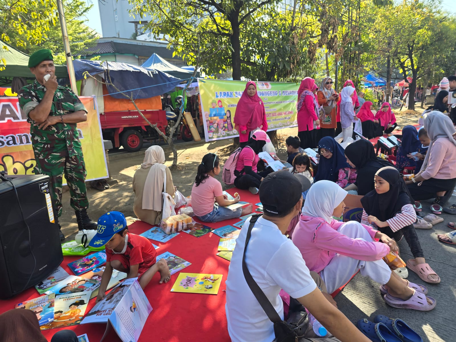 LBSO 'Aisyiyah Sulsel dan Kodam Hasanuddin Sulap CFD Makassar Jadi Ruang Literasi Anak, Hadirkan Lapak Baca hingga Mewarnai