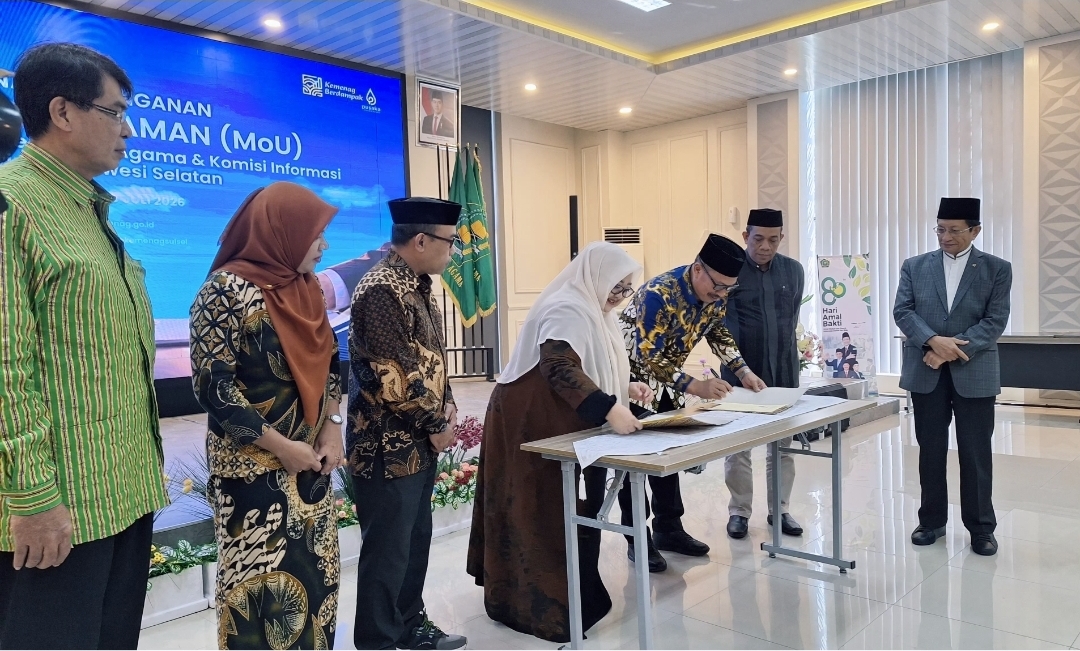 Disaksikan Menag, Kemenag Sulsel Teken Nota Kesepahaman dengan KIP 
