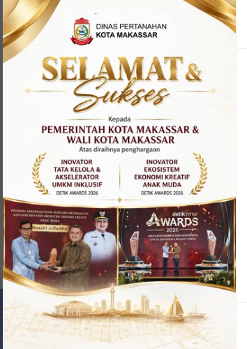Makassar Raih Dua Penghargaan Detik Awards 2026, Pemkot Dinilai Inovatif dan Dorong Ekonomi Kreatif